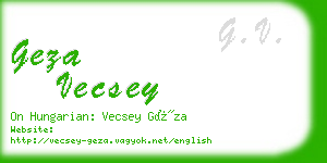 geza vecsey business card